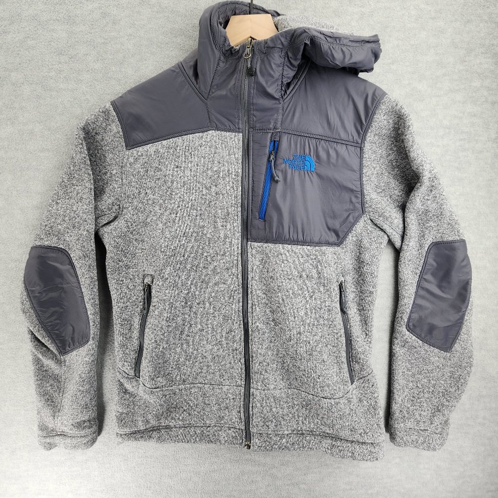The North Face Jacket Mens Medium Gray Fleece Elbow Patches Outdoors Active Wear